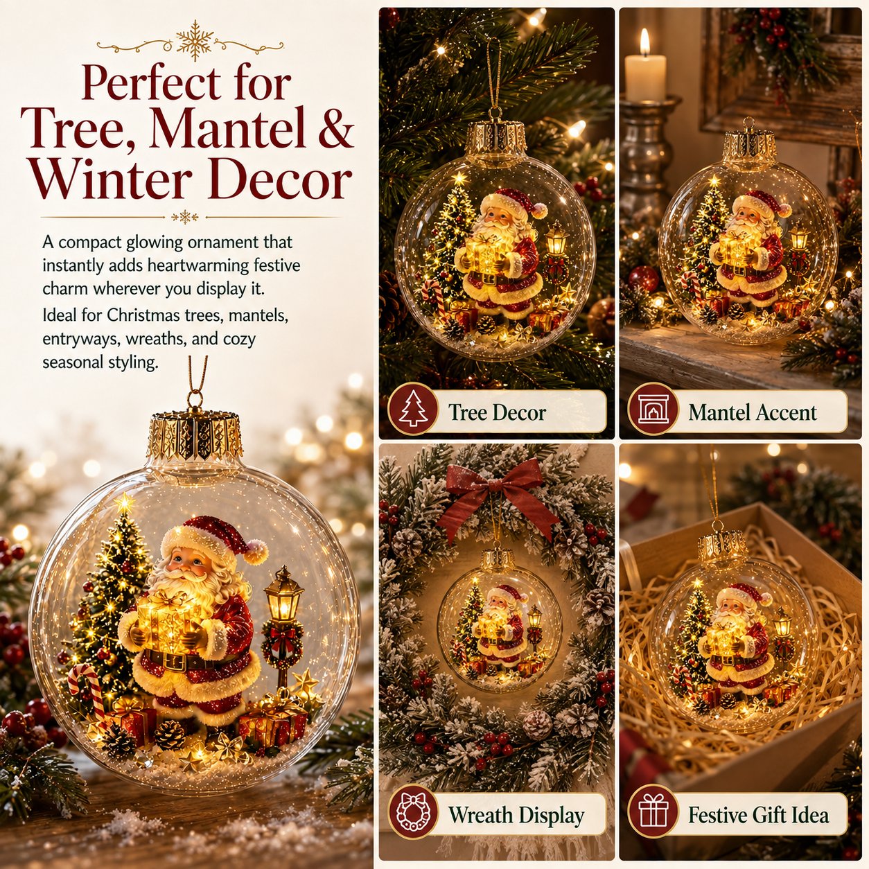 🎄Boule de Noël lumineuse avec diorama – Un petit monde hivernal entre vos mains