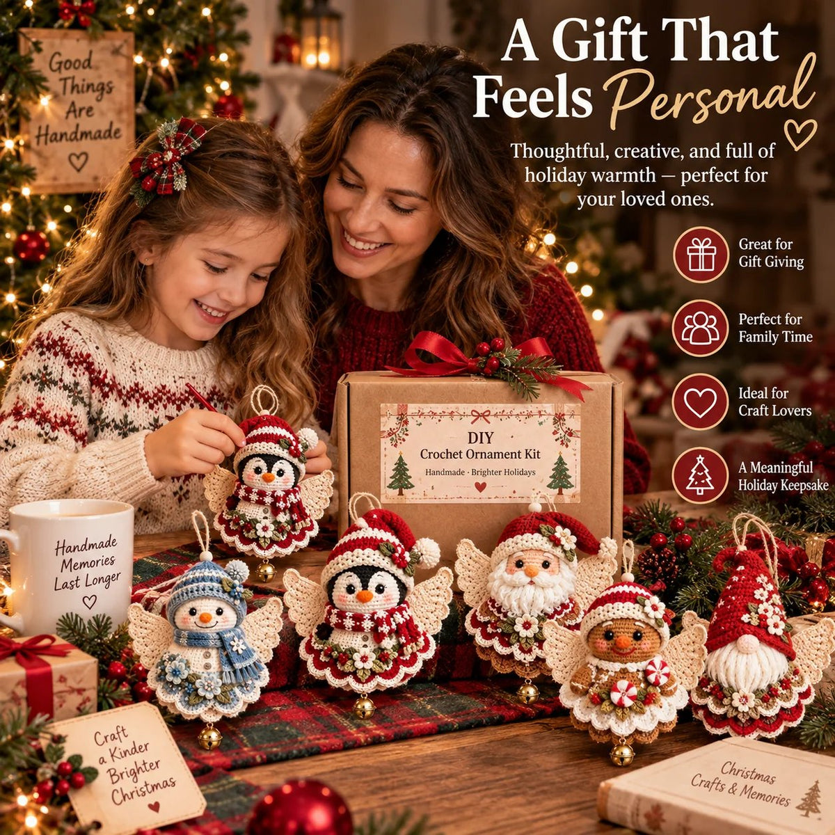 🎄 Kit de bricolage pour réaliser un ange de Noël au crochet comme décoration de Noël – À fabriquer soi-même, à accrocher et à chérir✨