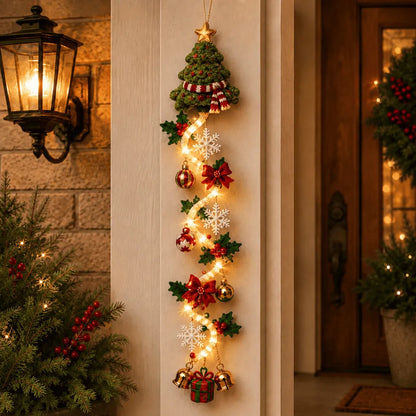 🎄MerryCascade™ Décoration de porte de Noël lumineuse | 6 modèles festifs et lumineux, avec une lueur chaleureuse, des détails en relief et une décoration verticale peu encombrante ✨