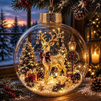 🎄Boule de Noël lumineuse avec diorama – Un petit monde hivernal entre vos mains