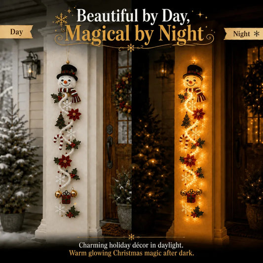 🎄MerryCascade™ Décoration de porte de Noël lumineuse | 6 modèles festifs et lumineux, avec une lueur chaleureuse, des détails en relief et une décoration verticale peu encombrante ✨