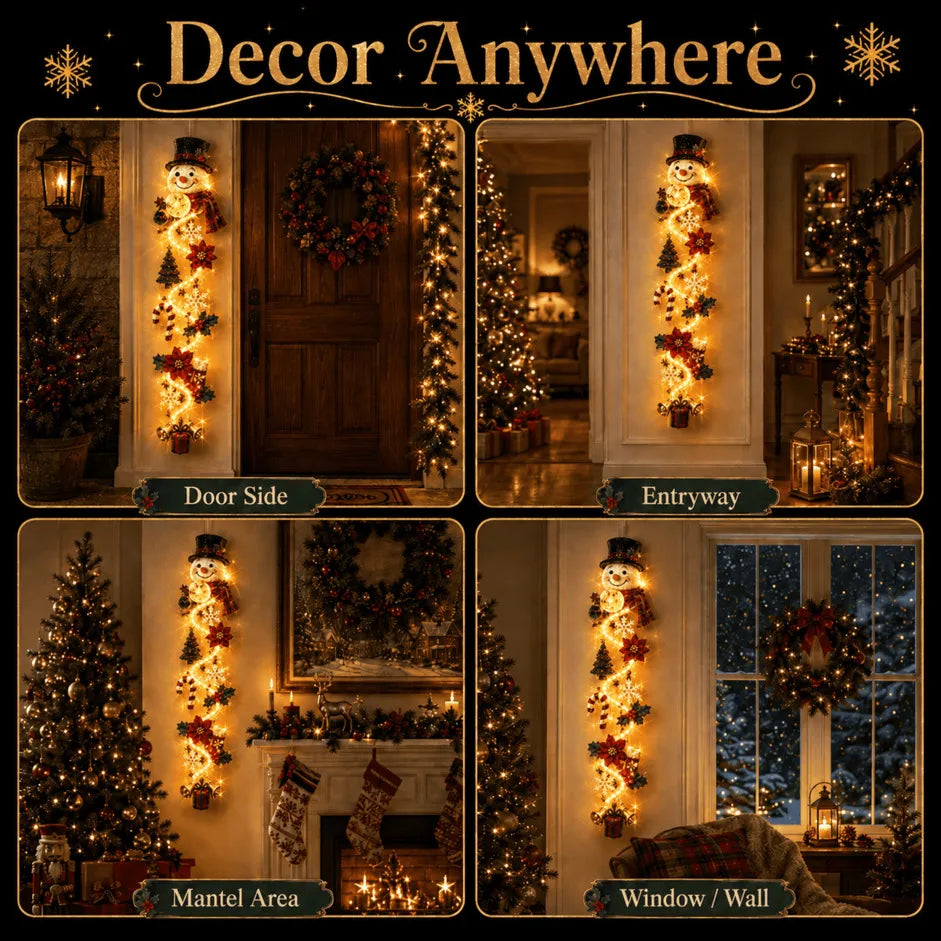 🎄MerryCascade™ Décoration de porte de Noël lumineuse | 6 modèles festifs et lumineux, avec une lueur chaleureuse, des détails en relief et une décoration verticale peu encombrante ✨