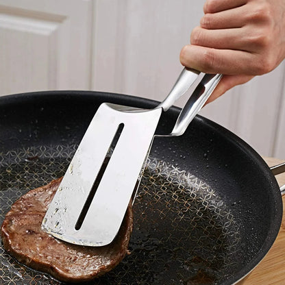 🔥 Pince de cuisine multifonctionnelle en acier inoxydable – Spatule et pince tout-en-un ! 🍔✨