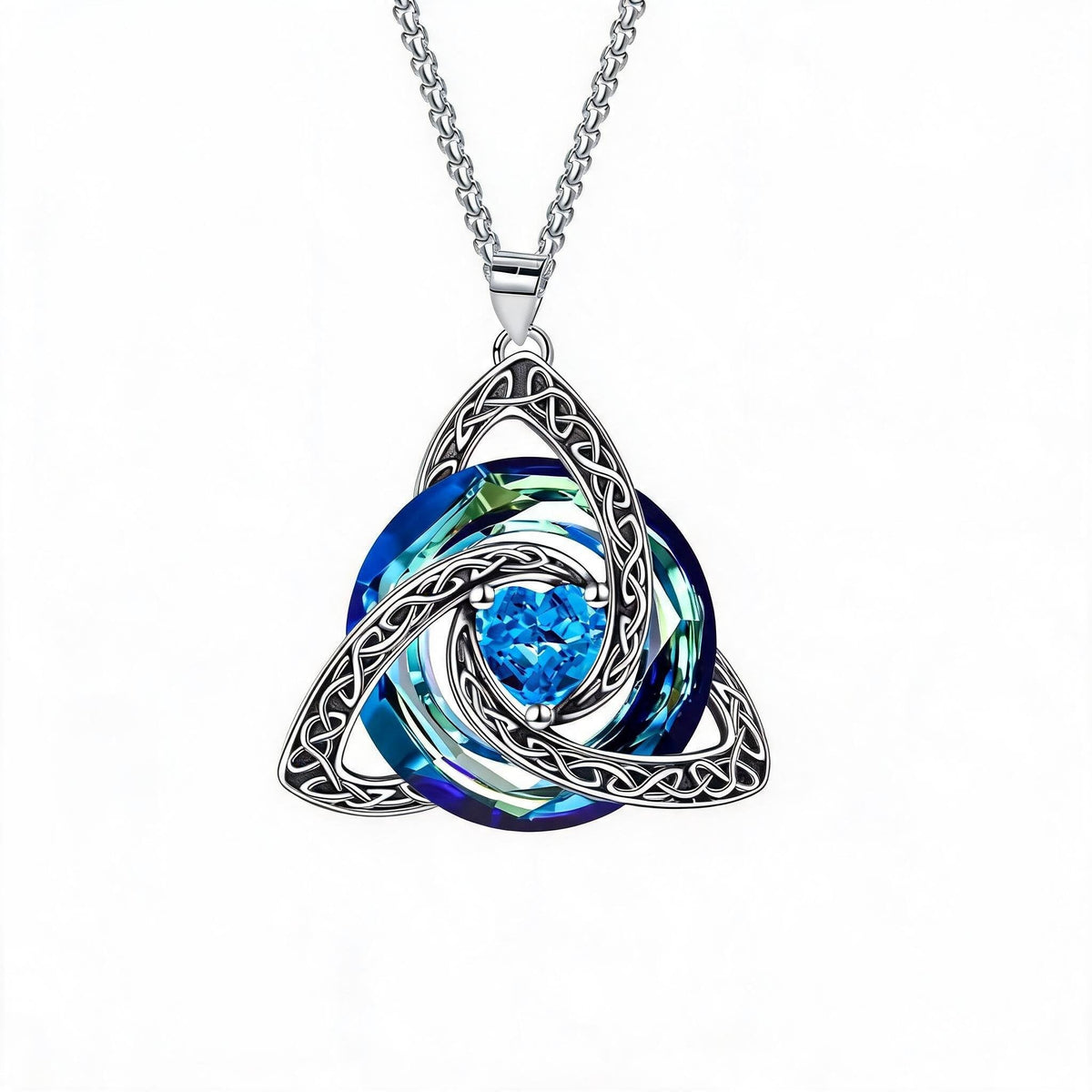 ✨Collier avec nœud celtique de la Trinité et pierre de naissance – Un symbole chargé de sens, représentant l'amour et le lien ❤️