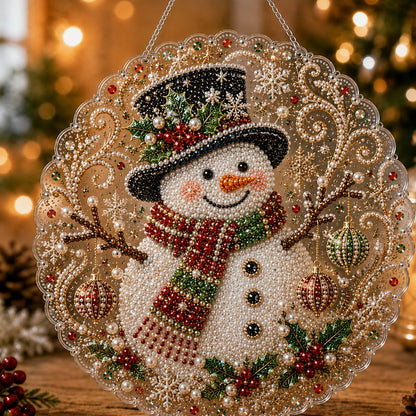 🎄 Kit de plaque décorative suspendue en acrylique « Diamond Art » sur le thème de Noël avec perles nacrées | Panneau résistant aux rayures et à la décoloration avec perles nacrées | Décoration de Noël à réaliser soi-même 🎅💎
