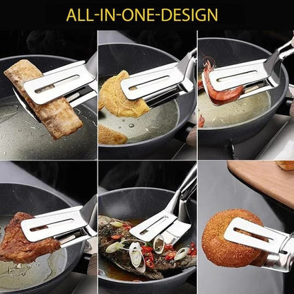 🔥 Pince de cuisine multifonctionnelle en acier inoxydable – Spatule et pince tout-en-un ! 🍔✨