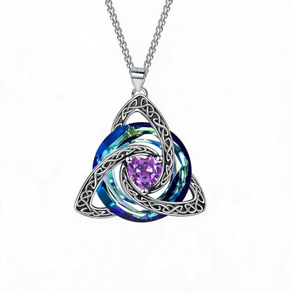 ✨Collier avec nœud celtique de la Trinité et pierre de naissance – Un symbole chargé de sens, représentant l'amour et le lien ❤️