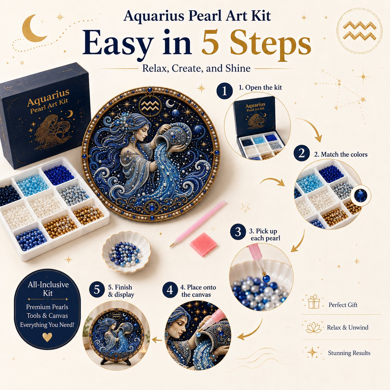 🔥Créez votre propre chef-d’œuvre céleste — Kit de bricolage « Art des perles » des 12 signes du zodiaque ♈🌙