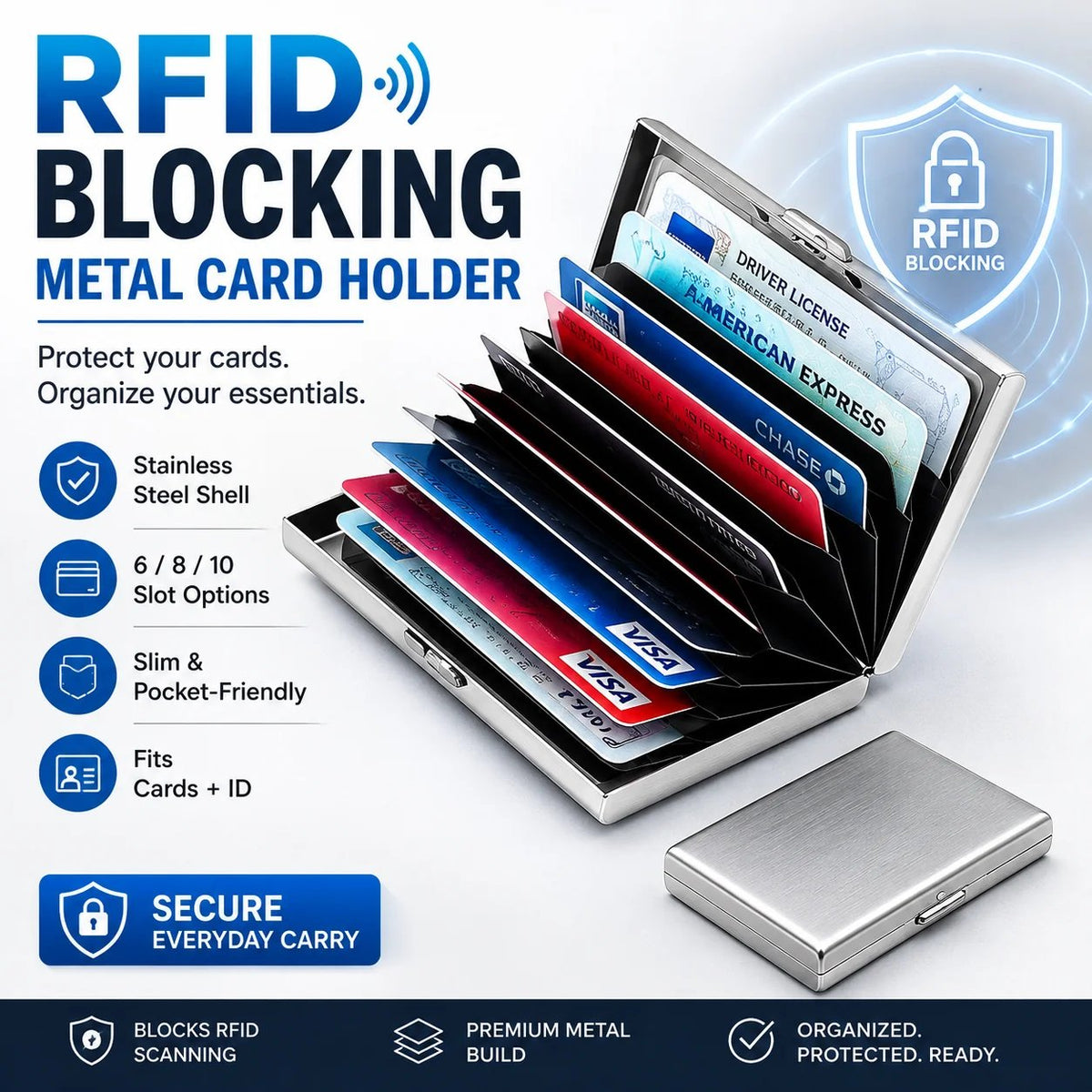 ✨💳 Porte-cartes RFID en métal – Design compact, rangement astucieux 🔐