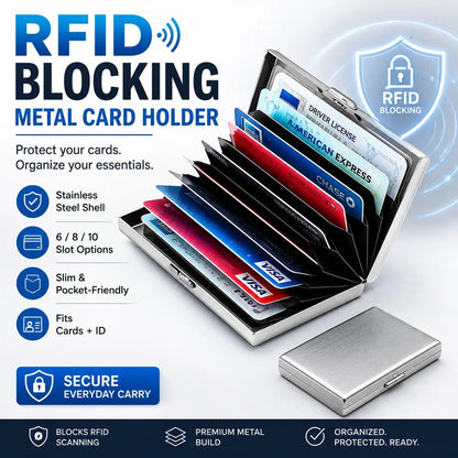 ✨💳 Porte-cartes RFID en métal – Design compact, rangement astucieux 🔐