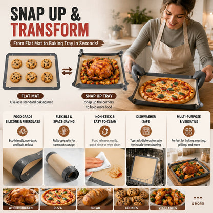 🍕🔥 Tapis de cuisson en silicone modulable – Passez d'un tapis de cuisson à un panier de cuisson en quelques secondes ! ✨