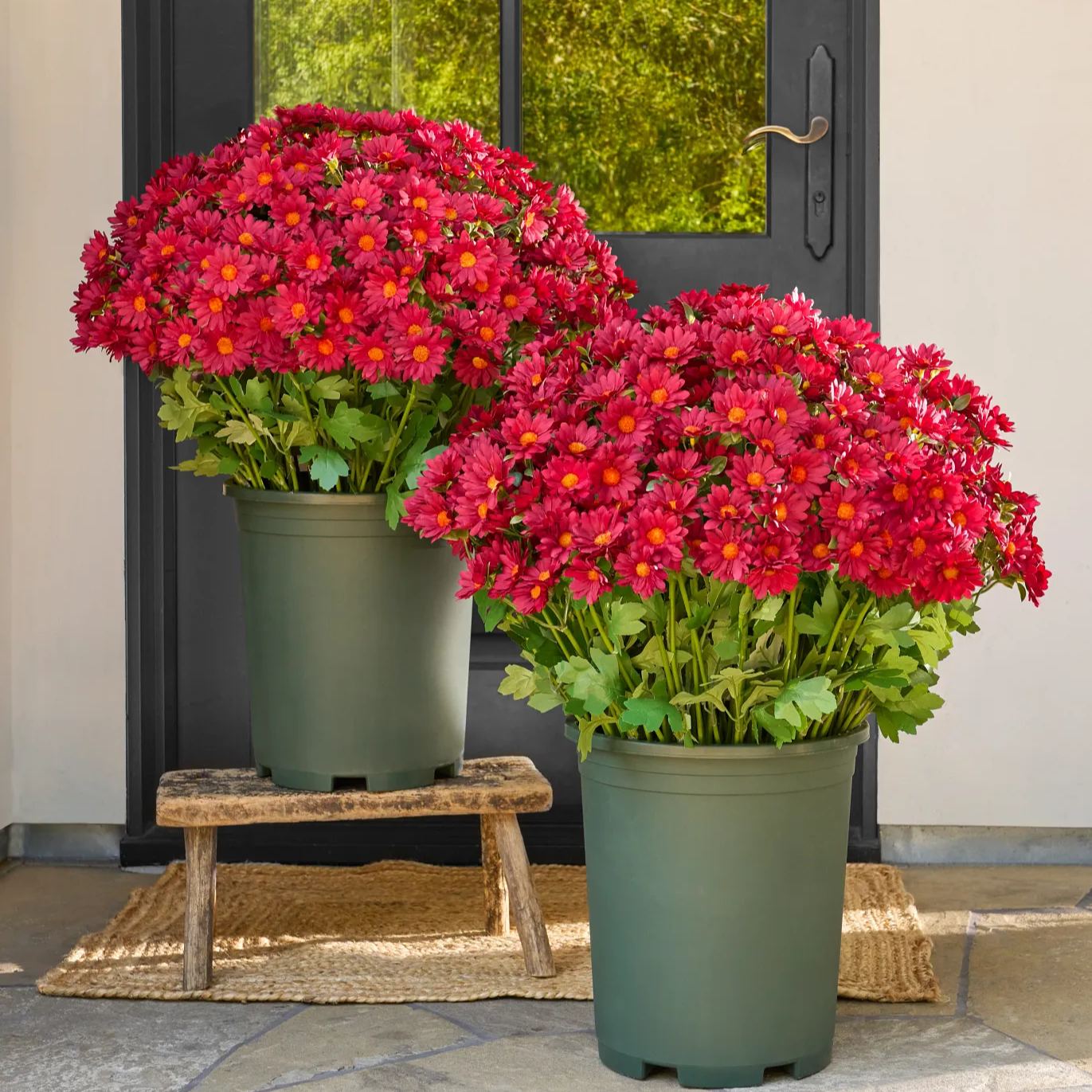 🌼- Fleurs artificielles : chrysanthèmes d'extérieur imitant un coucher de soleil - résistants aux UV, imperméables, résistants au vent