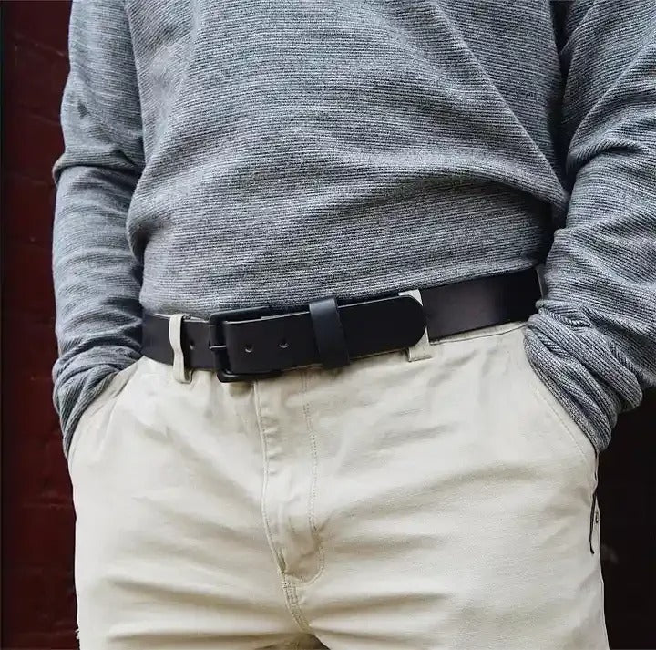 🔥 Ceinture en cuir de buffle pleine fleur fabriquée à la main – Conçue pour durer