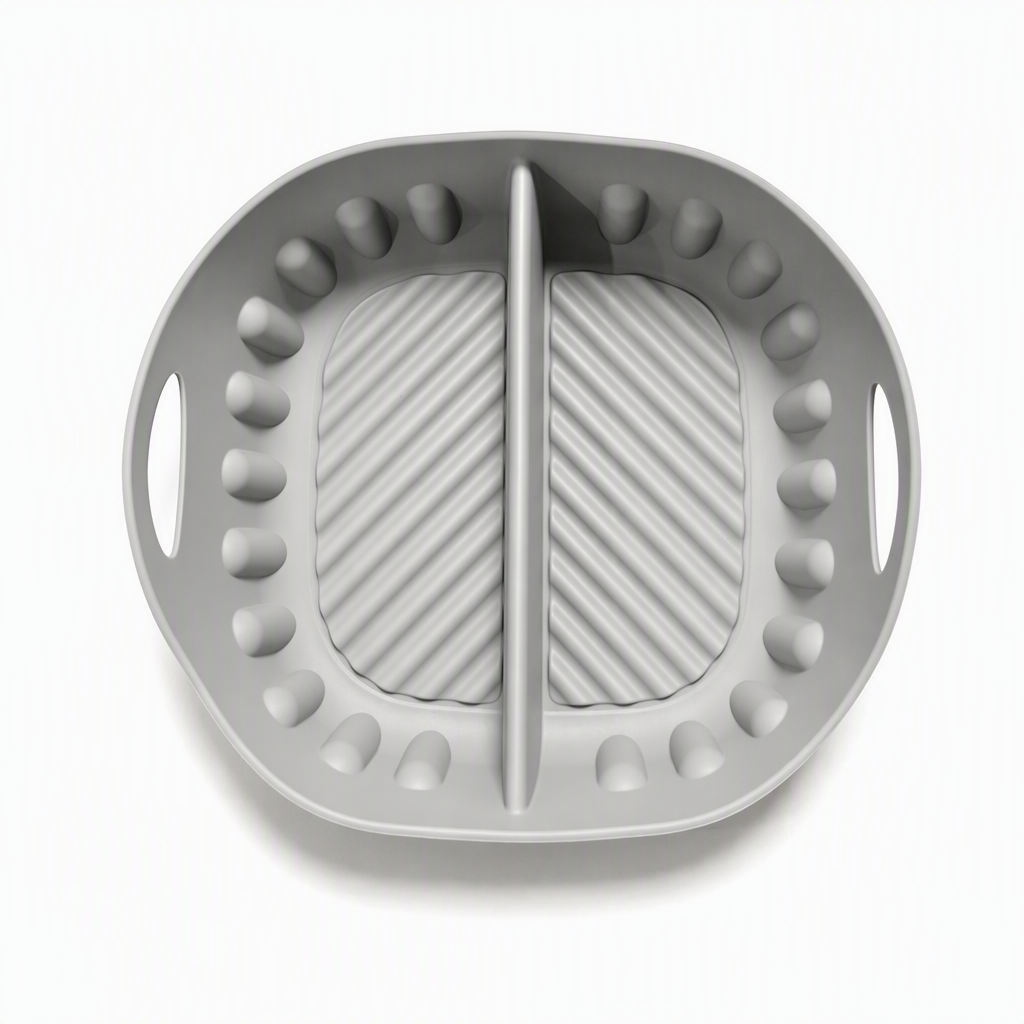 🍳🧁 Feuille en silicone réutilisable à compartiments pour friteuse à air chaud — préparez deux saveurs à la fois