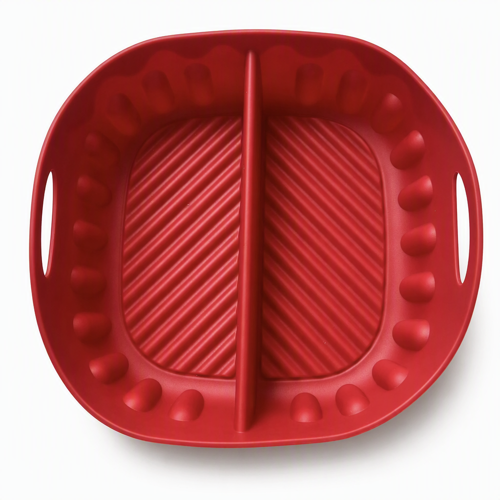 🍳🧁 Feuille en silicone réutilisable à compartiments pour friteuse à air chaud — préparez deux saveurs à la fois