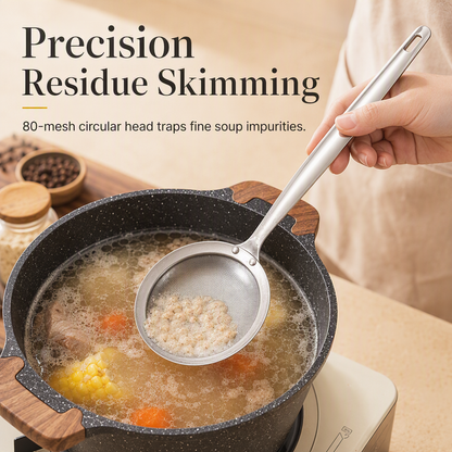 🥣✨ Écumoire en acier inoxydable pour une soupe claire et un bouillon limpide en un seul geste !